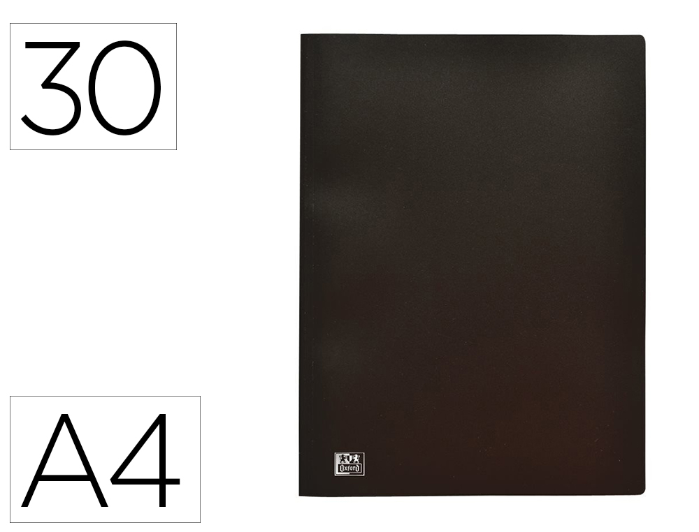 Protege-documents oxford standup a4 couverture polypropylene souple 30 pochettes 60 vues coloris noir