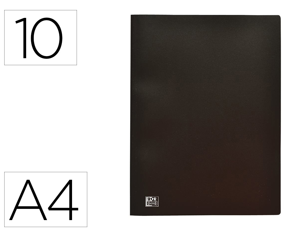 Protege-documents oxford standup a4 couverture polypropylene souple 10 pochettes fixes 20 vues coloris noir