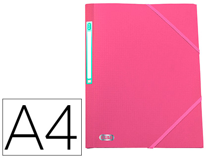 Chemise 3 rabats elba memphis polypropylène opaque 5/10e satiné format a4 24x32cm étiquette dos élastique coloris rose