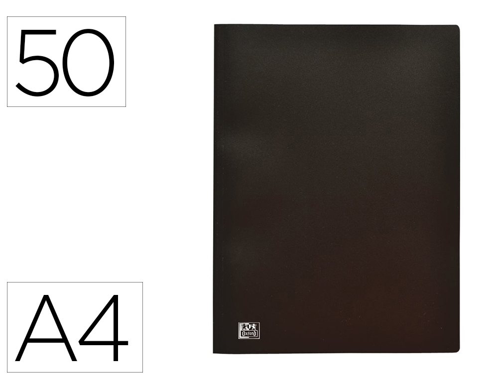 Protege-documents oxford standup a4 couverture polypropylene souple 50 pochettes 100 vues coloris noir
