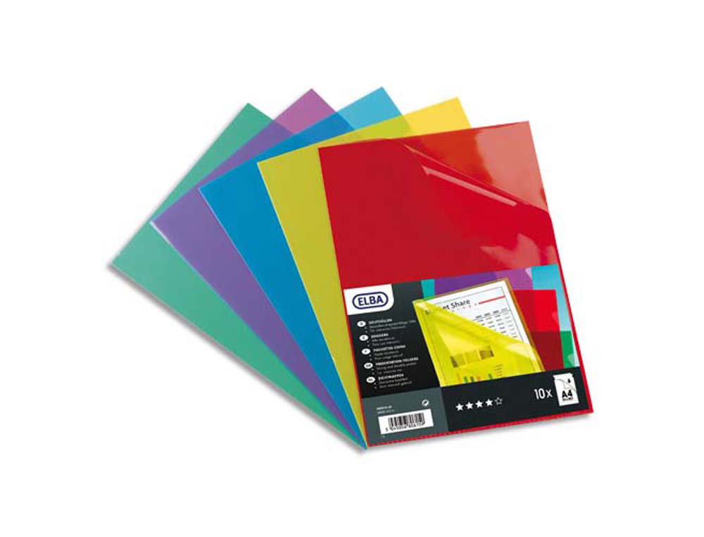 Pochette coin elba pvc résistant 15/100e translucide a4 coloris assortis boîte 100 unités