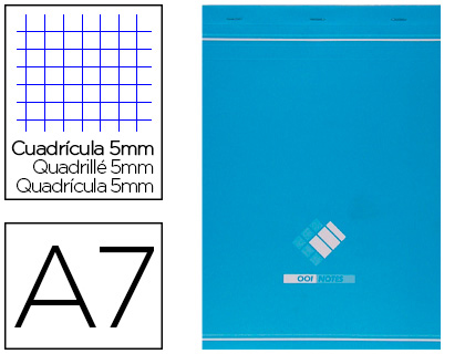Bloc agrafé conquerant sept a7 7,4x10,5cm couverture pellicullée 100 feuilles détachables 60g 5x5mm coloris blanc