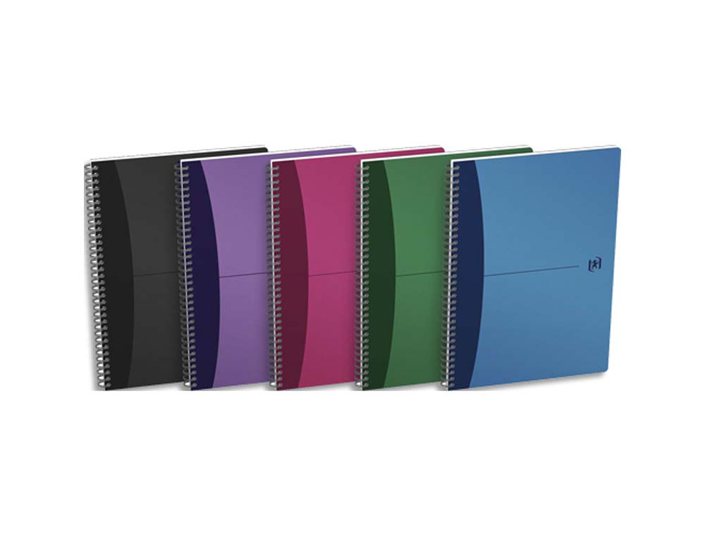 Cahier spirale oxford urban mix couverture polypropylène biface a5 180 pages 5x5mm règle marque-page coloris assortis