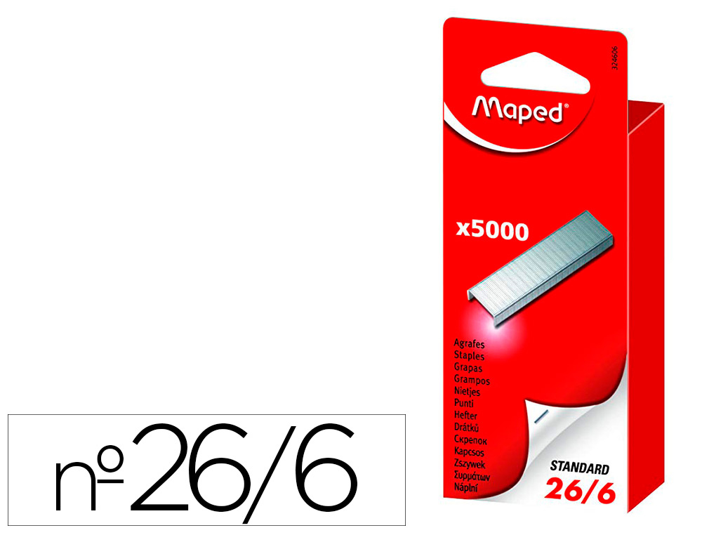 Agrafe maped modèle 26/6 galvanisée boîte 5000 unités