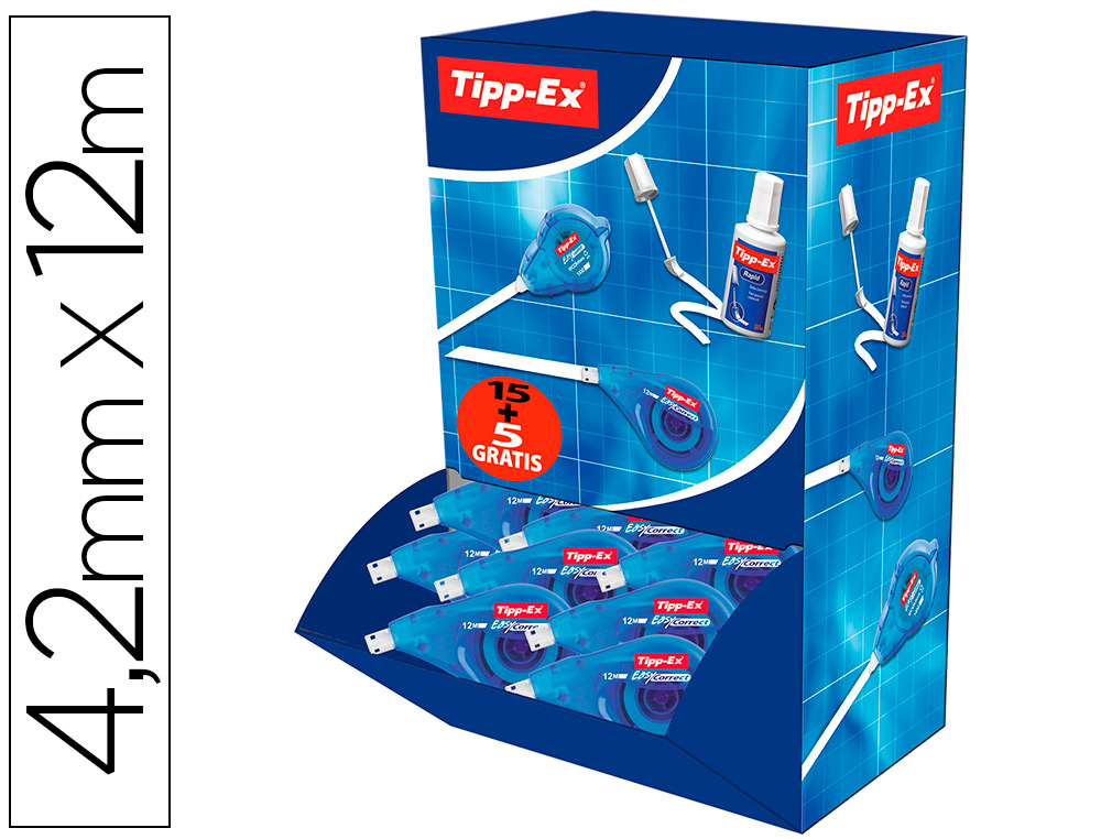 Correcteur tipp-ex easy dévidoir ruban 4,2mmx12m application latérale réécriture immédiate lot 15+5 offerts