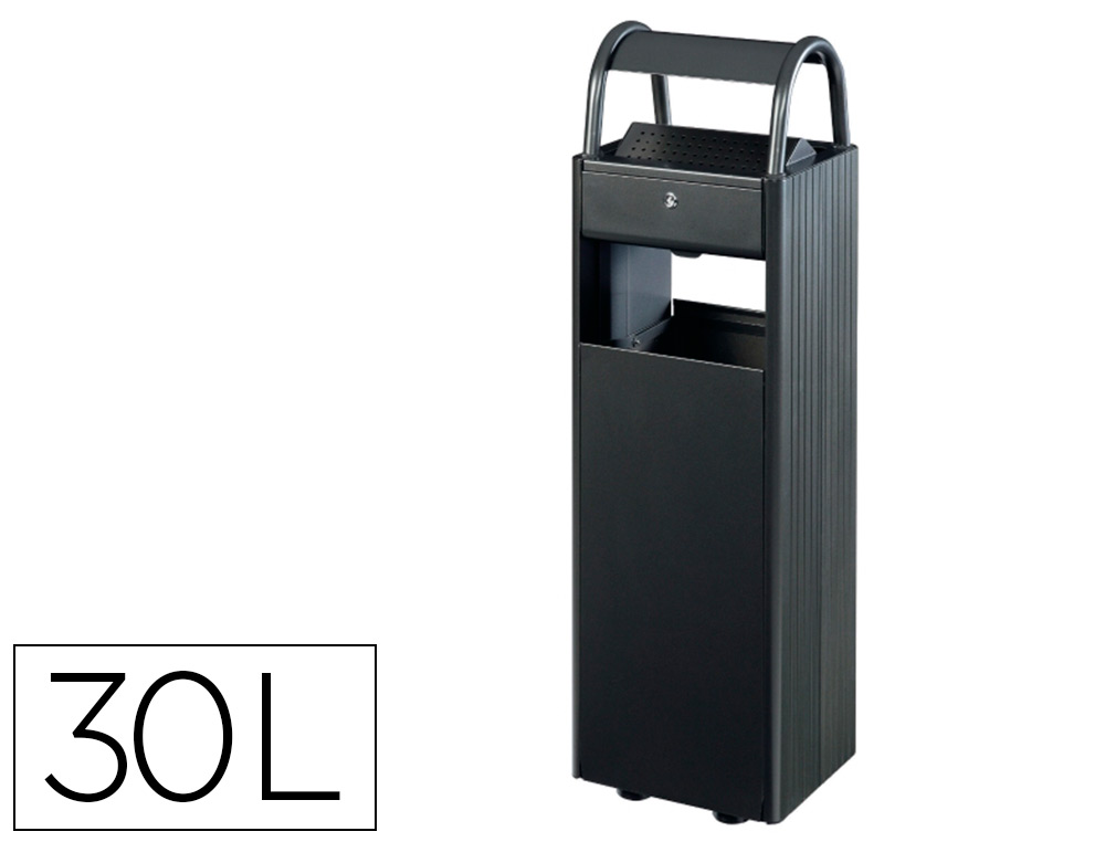 Cendrier cep 6l et corbeille acier extérieur robuste 30l fixation au sol possible coloris noir