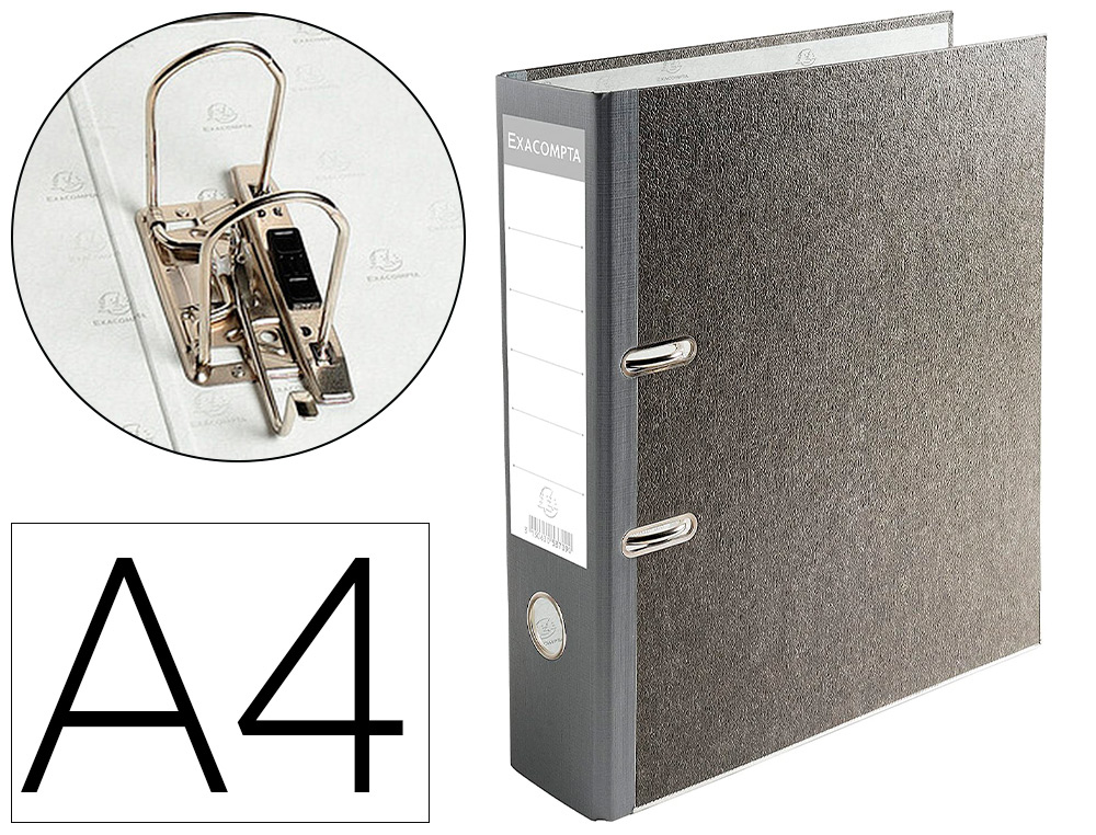 Classeur levier exacompta carton recouvert papier marbré a4 32x29cm dos gris 8cm coloris  gris