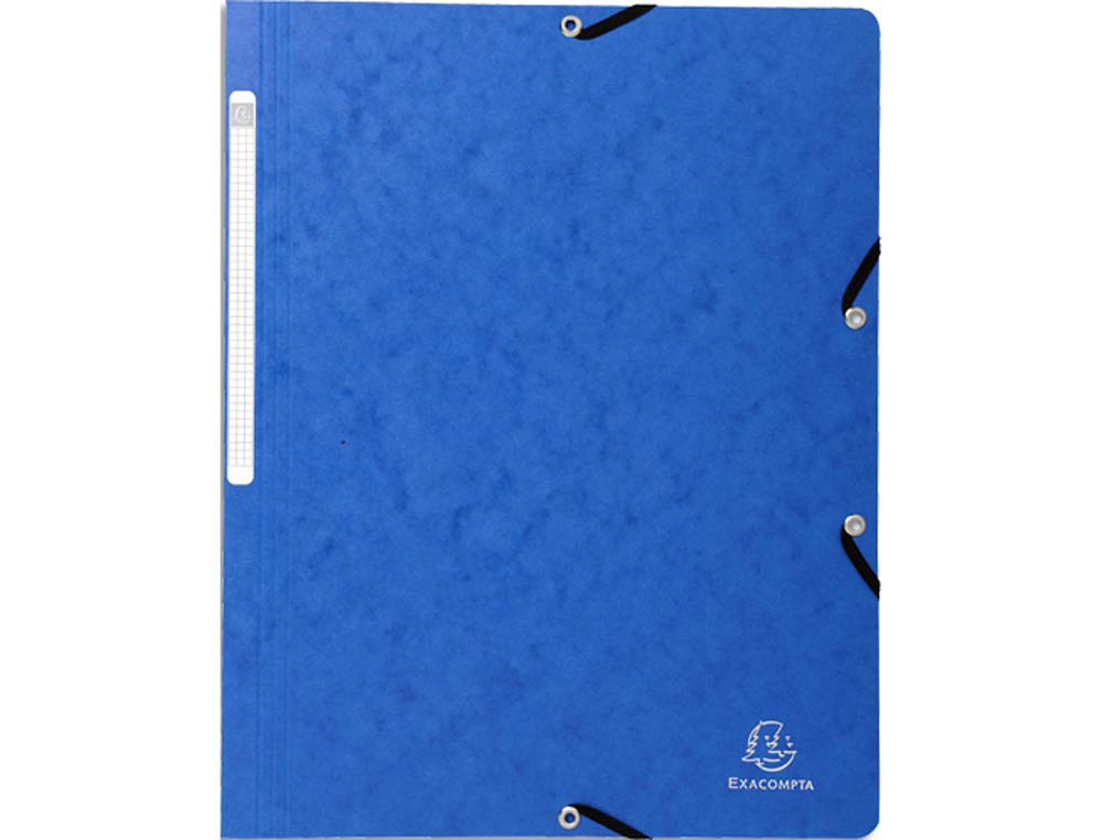 Chemise exacompta sans rabat carte lustrée 4,5/10e a4 24x32cm étiquette dos élastique coloris bleu