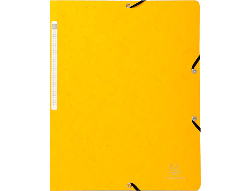 Chemise exacompta sans rabat carte lustrée 4,5/10e a4 24x32cm étiquette dos élastique coloris jaune