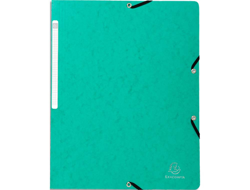Chemise exacompta sans rabat carte lustrée 4,5/10e a4 24x32cm étiquette dos élastique coloris vert