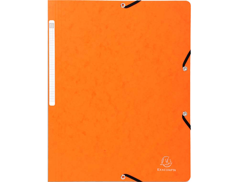 Chemise exacompta sans rabat carte lustrée 4,5/10e a4 24x32cm étiquette dos élastique coloris orange
