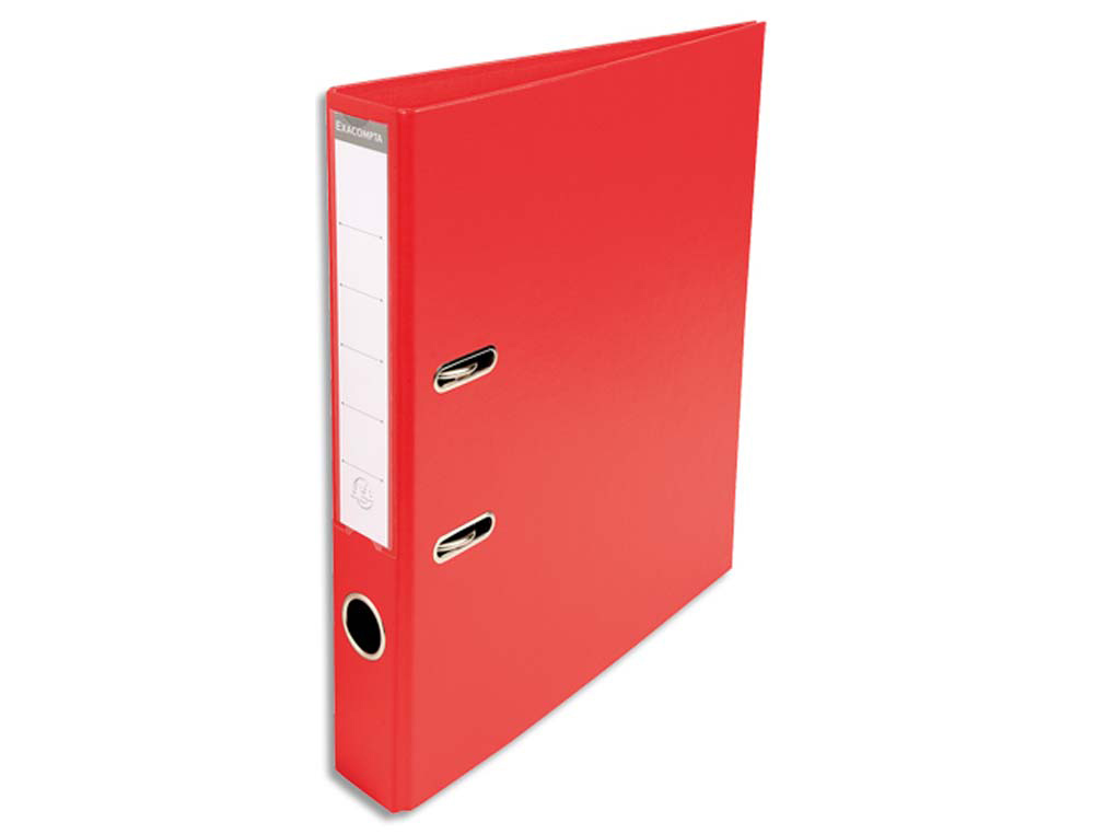 Classeur levier exacompta carton recouvert pvc a4 32x29cm dos 5cm étiquette porte-étiquette coloris rouge