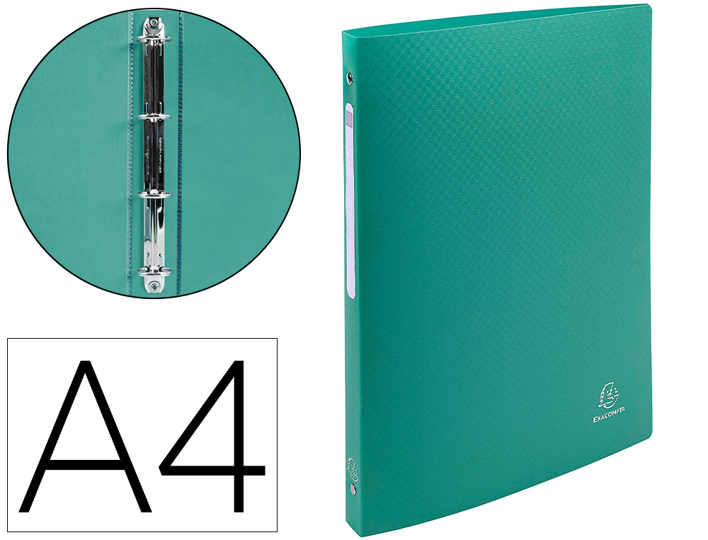 Classeur exacompta opak 4 anneaux 15mm polypropylène mat 5/10e dos 20mm a4 coloris vert