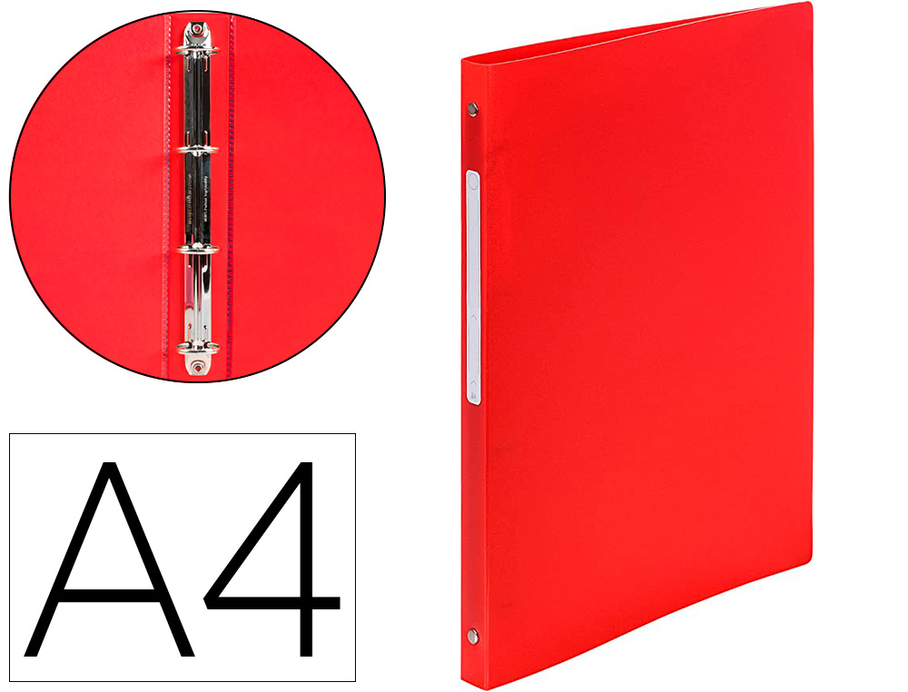 Classeur exacompta opak 4 anneaux 15mm polypropylène mat 5/10e dos 20mm a4 coloris rouge