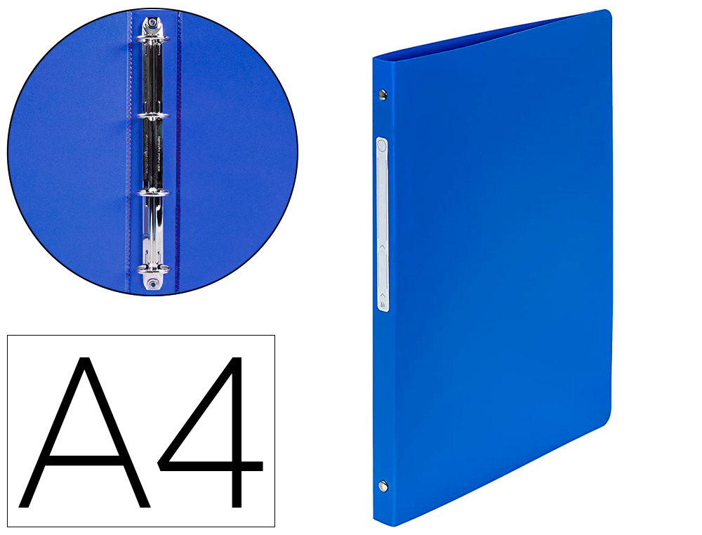Classeur exacompta opak 4 anneaux 15mm polypropylène mat 5/10e dos 20mm a4 coloris bleu