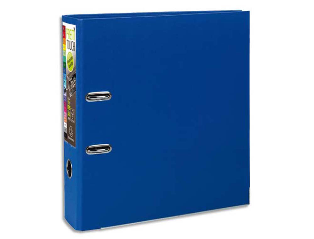 Classeur levier exacompta prem'touch polypropylène a4+ 32x30cm dos 8cm bouton poussoir coloris bleu foncé