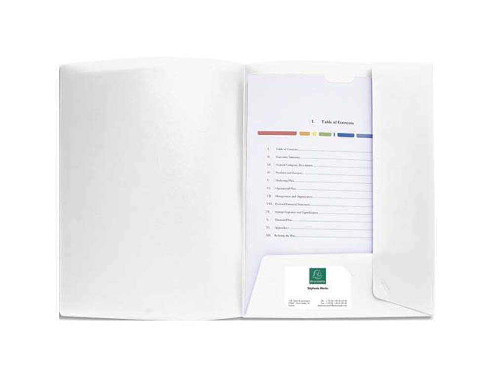 Chemise présentation exacompta kreacover polypropylène 4/10e a4 personnalisable porte carte de visite coloris blanc