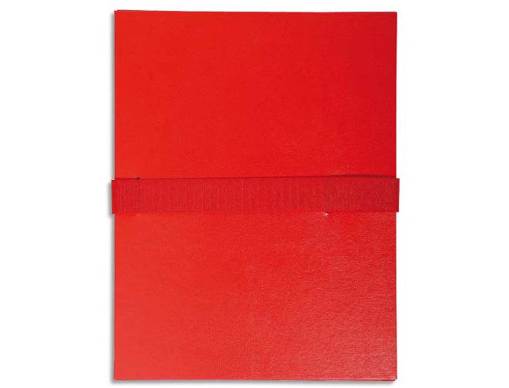 Chemise exacompta rabat en pied balacron format a4 24x32cm dos extensible 13cm sangle scratch coloris rouge