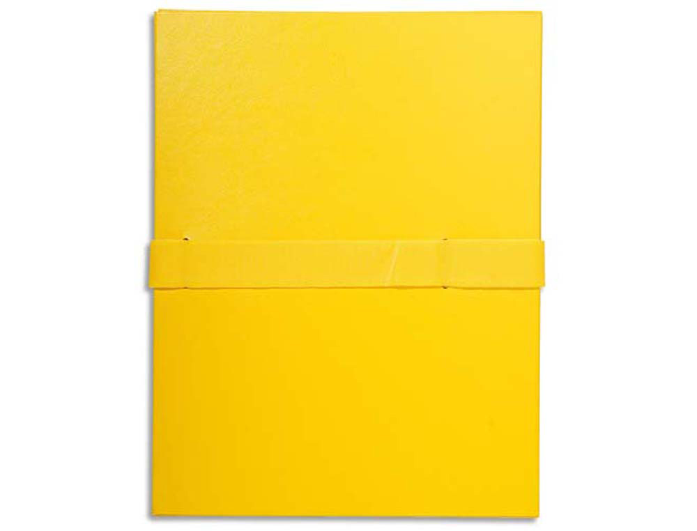 Chemise exacompta rabat en pied balacron a4 dos extensible 13cm sangle scratch coloris jaune