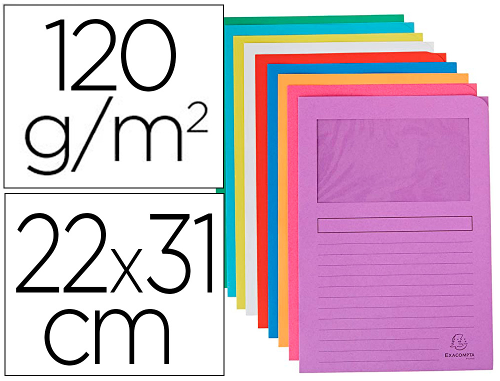 Chemise exacompta forever carte recyclée 120g 22x31cm fenêtre coloris assortis paquet 50 unités
