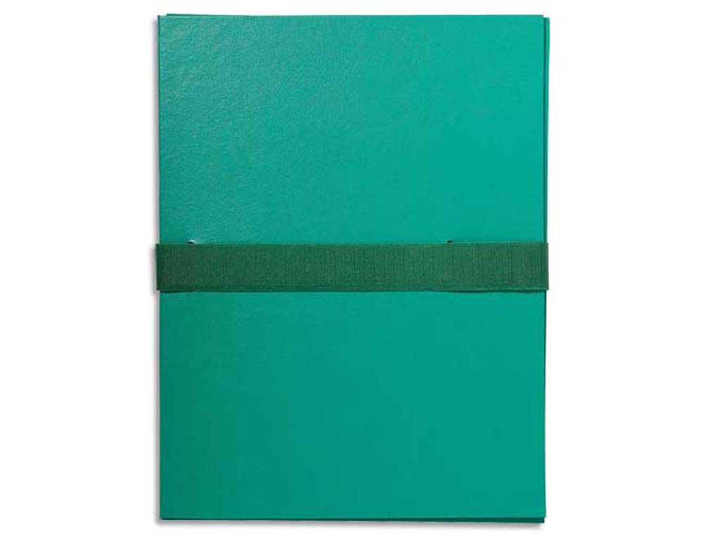 Chemise exacompta rabat en pied balacron format a4 24x32cm dos extensible 13cm sangle scratch coloris vert