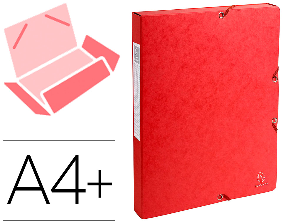 Boîte classement exacompta exabox carte lustrée 7/10e a4+ 25x33cm dos 2,5mm coloris rouge