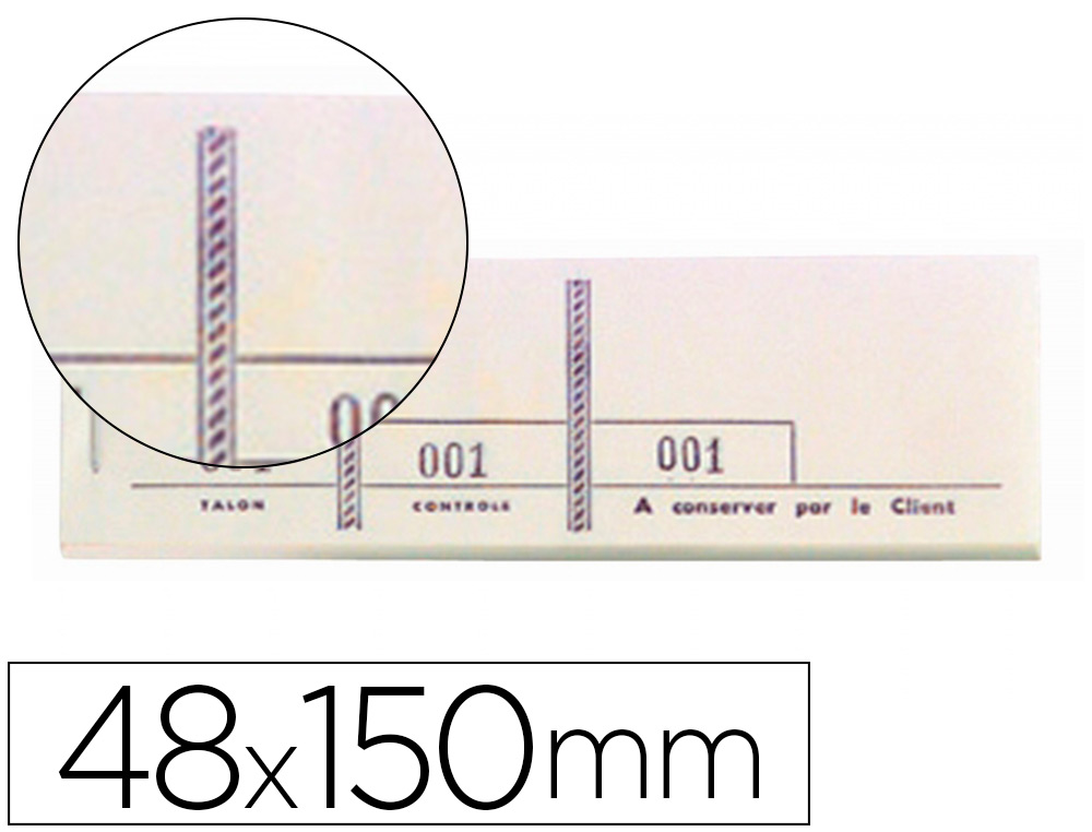 Bloc exacompta passe-partout 48x150mm 100 feuillets 3 coupons numérotés 1/1000 détachables souche