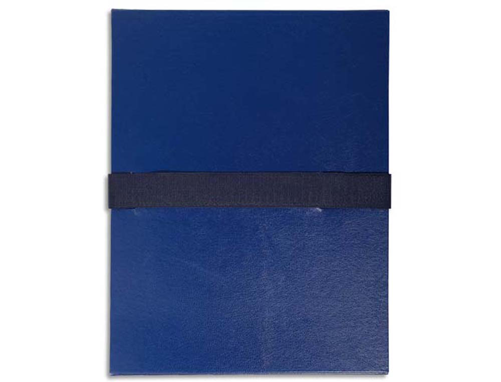 Chemise exacompta rabat en pied balacron format a4 24x32cm dos extensible 13cm sangle scratch coloris bleu foncé