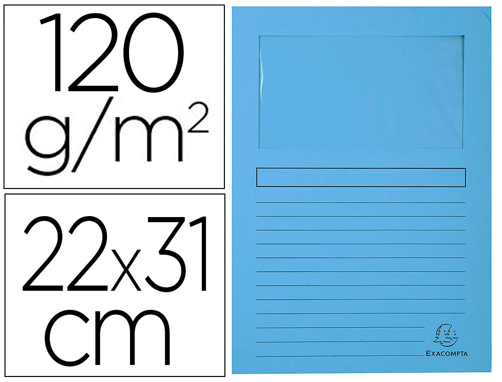 Chemise exacompta forever carte recyclée 120g 22x31cm fenêtre coloris bleu clair paquet 25 unités