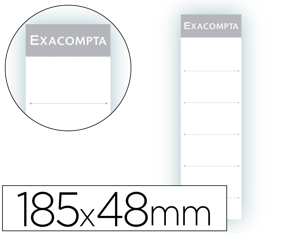 Étiquette exacompta classeurs levier à porte-étiquette recto/verso dos 70mm 185x48mm coloris blanc pochette 10 unités