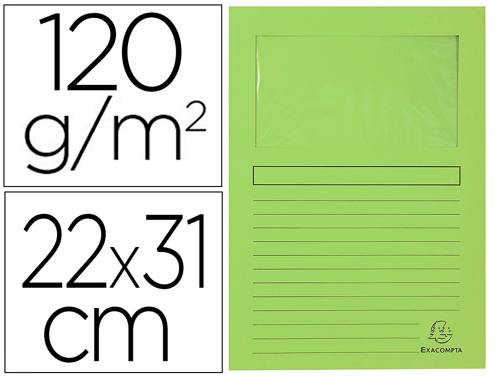 Chemise exacompta forever carte recyclée 120g 22x31cm fenêtre coloris vert pré paquet 25 unités