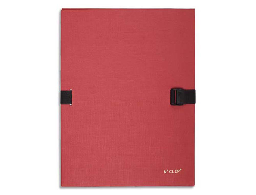 Chemise exacompta n'clip rabat en pied carton recouvert 10/10e a4 dos extensible 13cm clip sangle coloris rouge