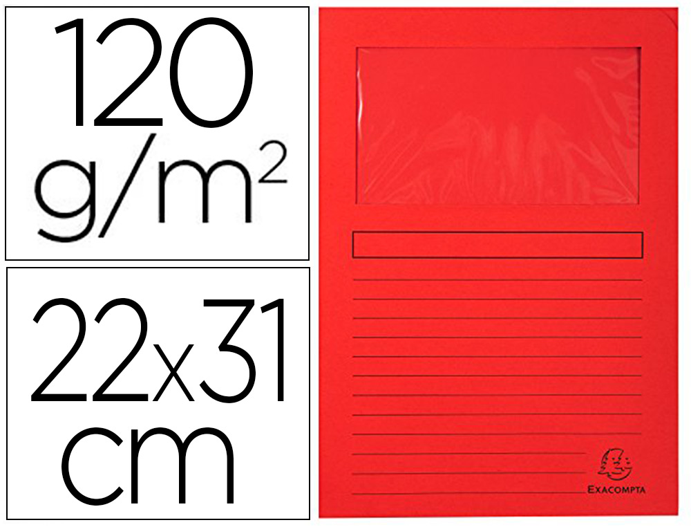 Chemise exacompta forever carte recyclée 120g 22x31cm fenêtre coloris rouge paquet 25 unités