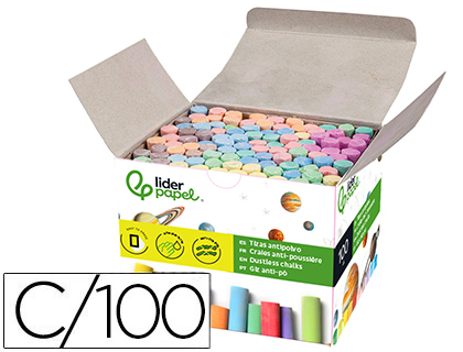Craie liderpapel enrobée ronde anti-poussière tracé écriture douce hypoallergénique coloris assortis boîte 100 unités