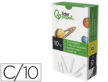 Craie liderpapel enrobée ronde anti-poussière tracé écriture douce hypoallergénique coloris blanc boîte 10 unités