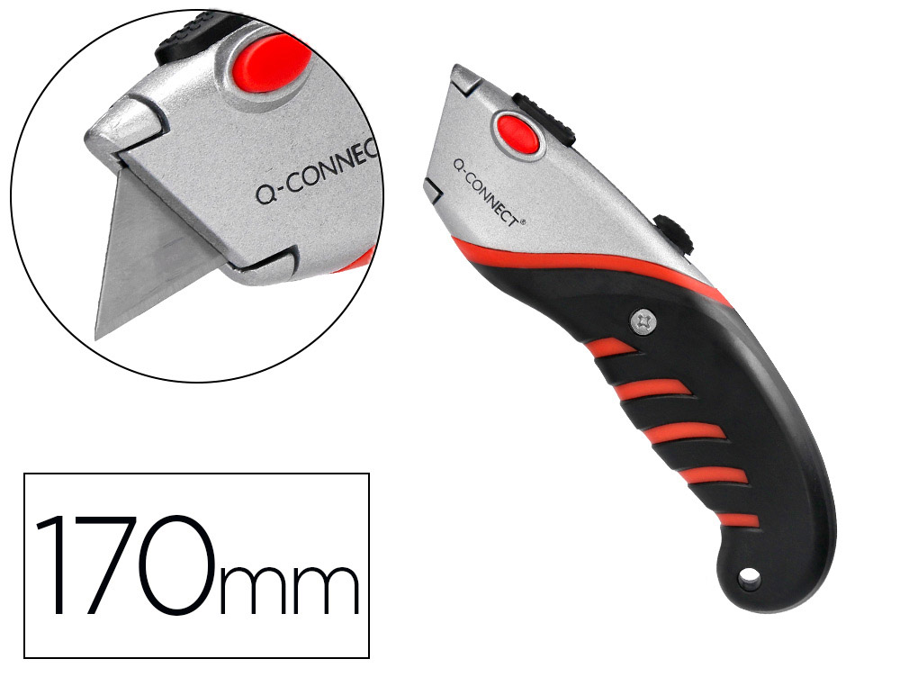 Cutter xd-8300 q-connect en metal et caoutchouc lame 18mm retrtactable interchangeable  avec frein de securite
