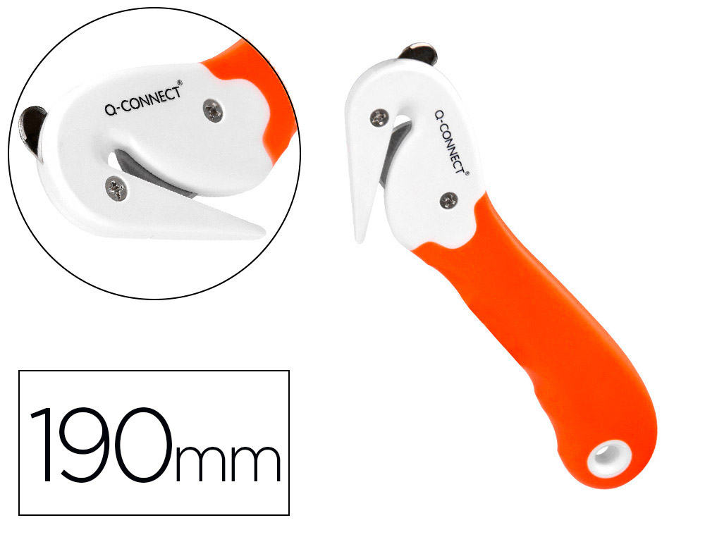 Cutter de securite sx782n-1 q-connect en plastique avec   ergot en metal lame fixe      protegee en acier inoxydable