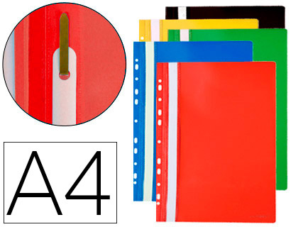 Chemise dossier q-connect à fastener pvc perforée a4 coloris assortis sachet 10 unités