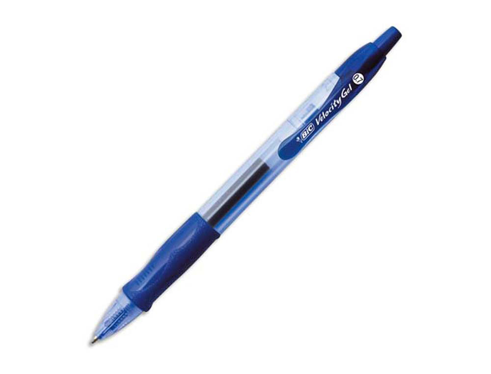 Stylo-bille bic gelocity original pointe moyenne 0,7mm encre gel retractable         rechargeable coloris bleu