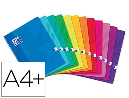 Cahier agrafe oxford classique carte pelliculee    brillante a4+ 24x32cm 96      pages 90g 5x5mm marge 8