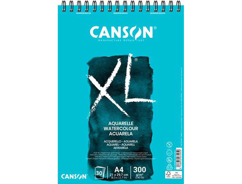 Album canson xl aquarelle a spirale papier grain fin      blanc 300g a4 21x29,7cm 30f
