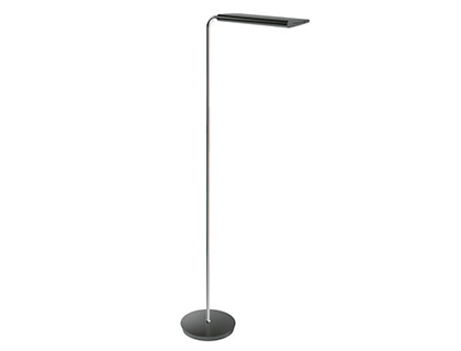 Lampadaire alba led swing reversible tete abs pivotante fut chrome base metal lestee  leds integrees 30w noir