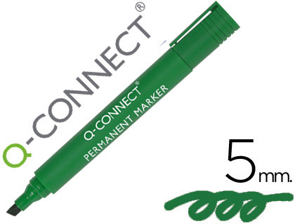 Marqueur q-connect permanent pointe biseautée tracé 5mm résistante corps plastique coloris vert