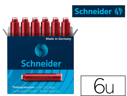 Cartouche encre schneider rouge boite 6 pieces