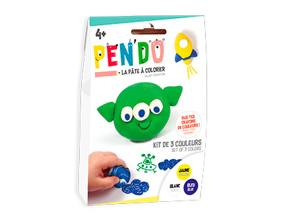 Pate a modeler dtm pen'do crayon a colorier apres       sechage lot 3 couleurs cosmos