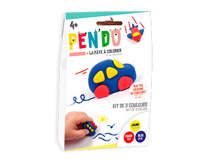Pate a modeler dtm pen'do crayon a colorier apres       sechage lot 3 couleurs        vehicules