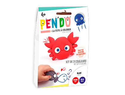 Pate a modeler dtm pen'do crayon a colorier apres       sechage lot 3 couleurs        aquatique