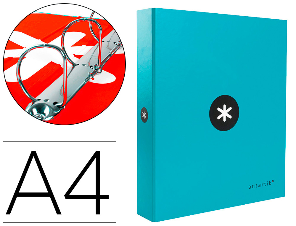 Classeur antartik 4 anneaux end 40mm a4+ carton rembordé    coloris turquoise
