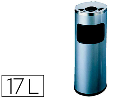 Corbeille papier durable safe ronde acier inoxydable 17l et cendrier etouffoir 2l 63x25cm