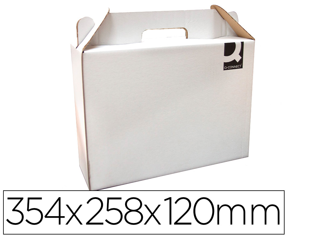 Carton valisette q-connect porte-documents 355x120x258 mmavec anses boite pour envoi ettransport coloris blanc